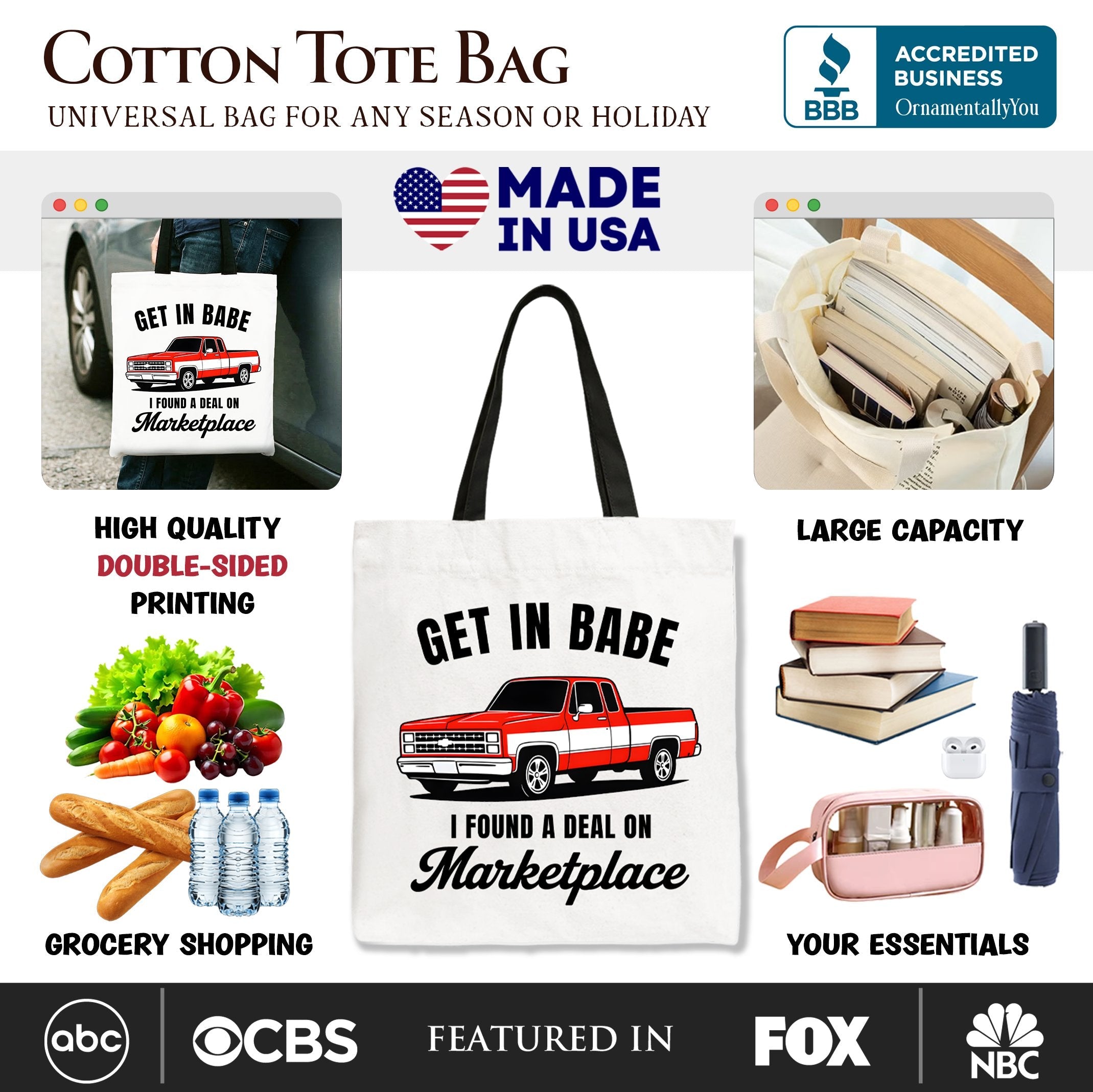 I Found A Deal On Marketplace Tote Bag, Funny Red Truck Gift Shopper