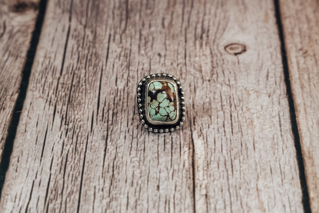 Handmade Sterling Silver #8 Turquoise Ring | Size 2.5 | Jennifer’s Silver Legends Collection