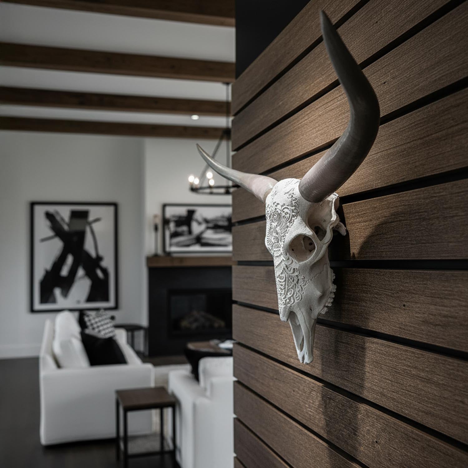 ADG42 Decorative Steer Skull and Horns Western Wall Decor