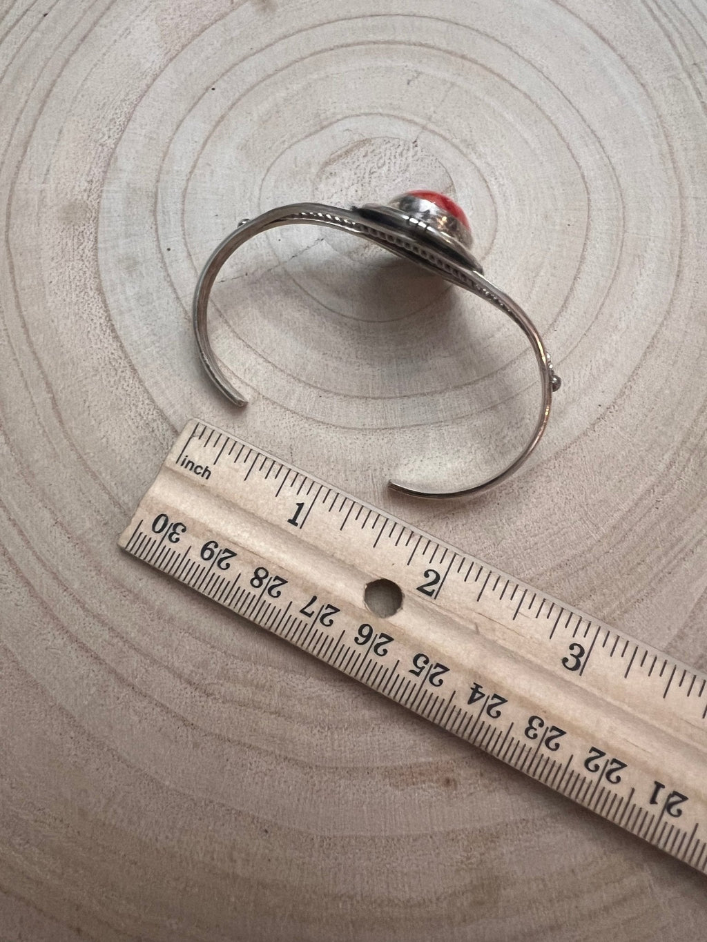 Dave Skeets Navajo Handmade Sterling Silver Spiny Oyster Bracelet — Adjustable 1 1/2" Opening